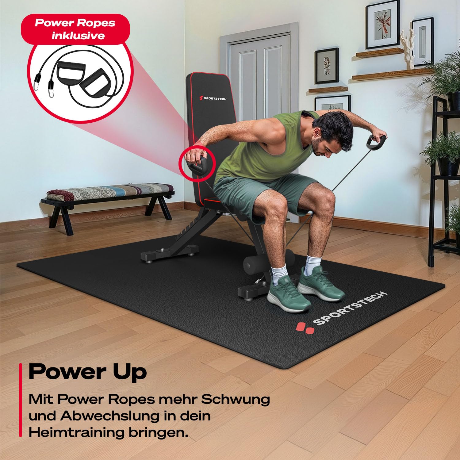 Sportstech BRT250 Hantelbank klappbar & verstellbar – Multifunktionale Fitnessbank für zuhause, 7 in 1 Schrägbank & Trainingsbank für Ganzkörpertraining, kompakt faltbar, bis 300 kg belastbar